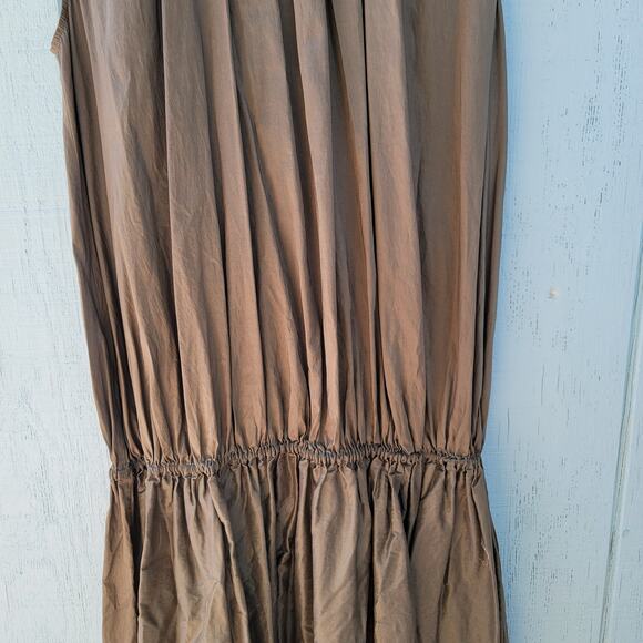 Totême Pretoria Midi Shift Dress Size Large Brown Cotton Lyocell Bohemian - Picture 6 of 14